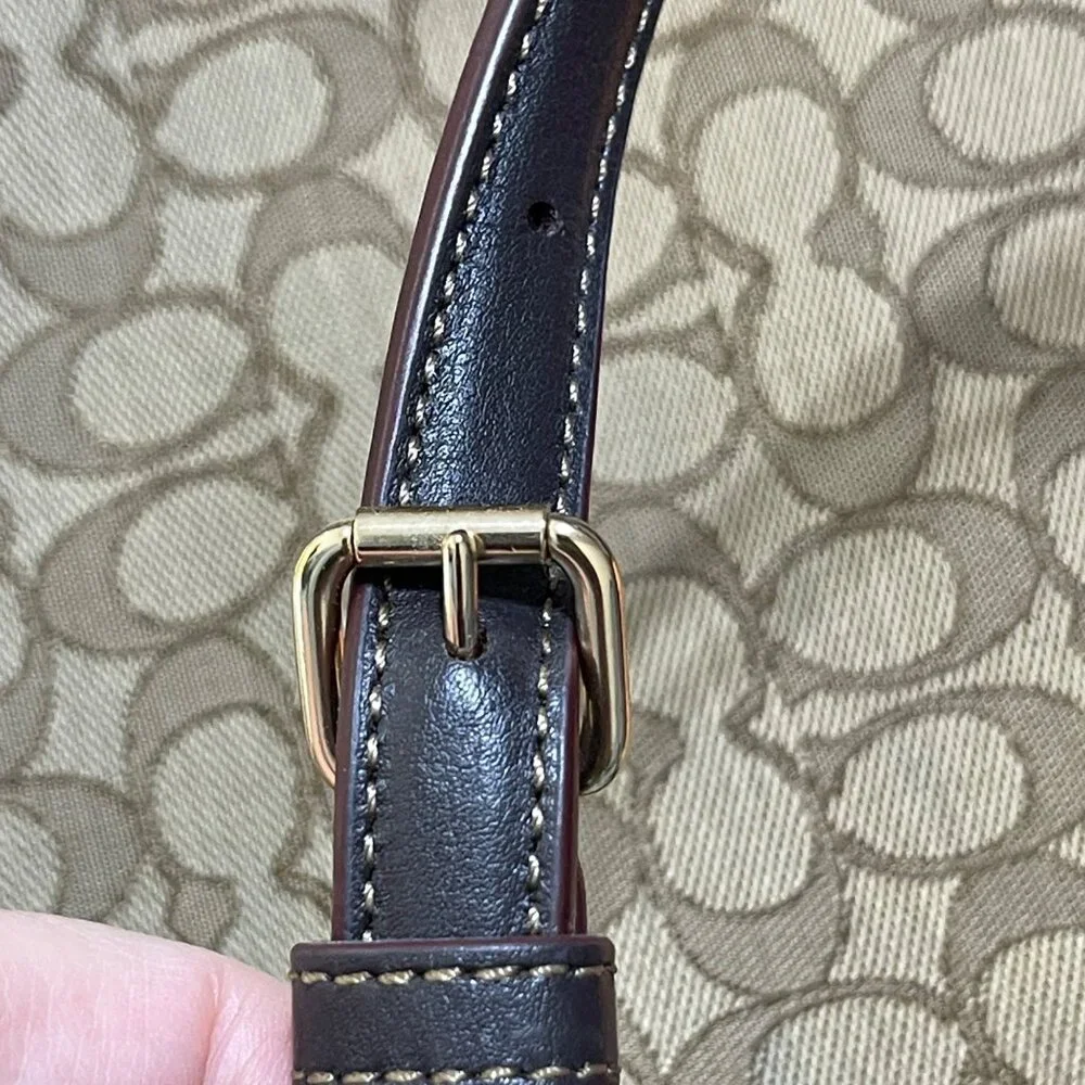 Coach Canvas File Crossbody In Signature Jacquard Brown Tan Gold - Picture 4 of 8